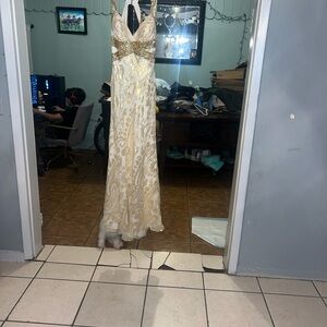 Stunning Cream and Gold High Low Dress